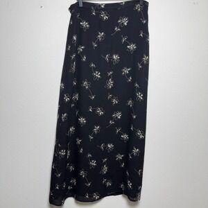 VTG 90s Harold's Fairy Grunge Maxi Skirt Black Floral Whimsigoth USA Made Indie